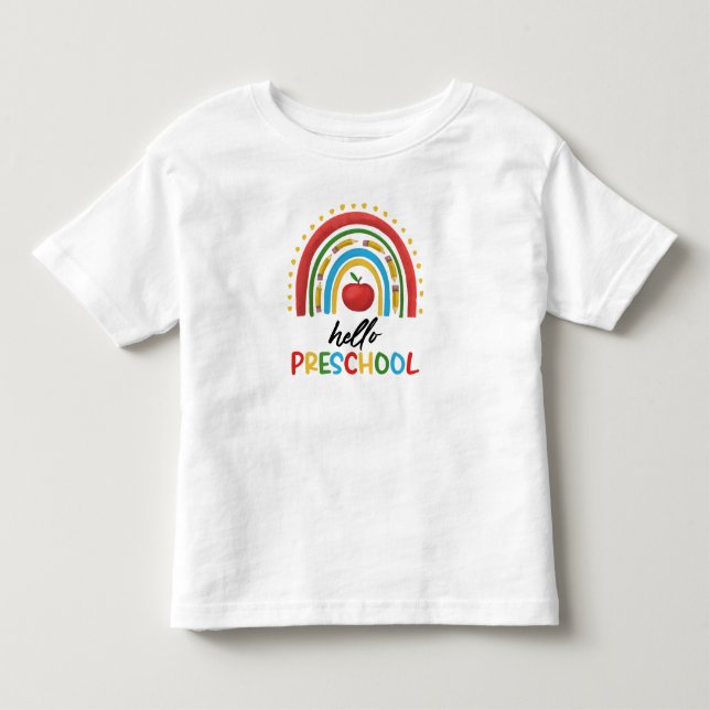 Hello Preschool Pre School Rainbow Back To School Toddler T-shirt (Front)