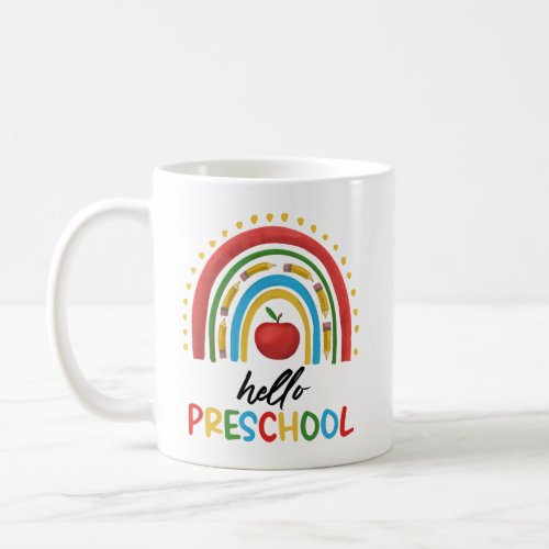 Hello Preschool Rainbow Back To School Teacher Coffee Mug