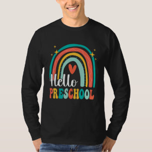 Hello Preschool Rainbow for Teachers Girls Kids Fi T-Shirt