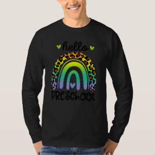 Hello Preschool Rainbow Teacher Team Preschool Squ T-Shirt