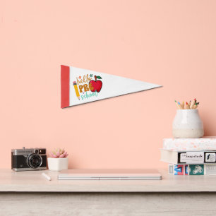 Hello Preschool Retro Groovy Pennant Flag