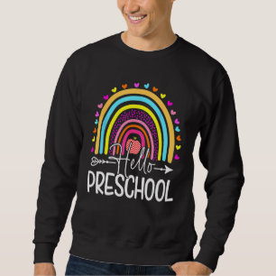 Hello Preschool Retro Rainbow Teacher Kids Girls F Sweatshirt