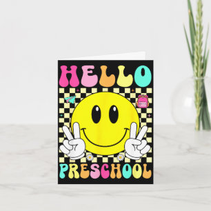 Hello preschool retro smile face back to school card