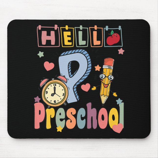 Hello Preschool Retro Teacher Toddler Girls Back T Mouse Pad (Front)