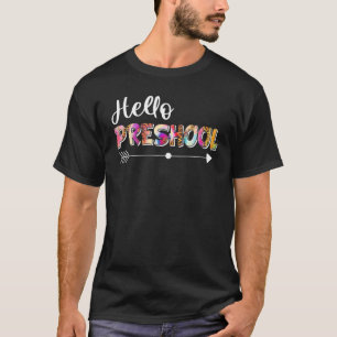Hello Preschool Teacher Students Leopard Back To S T-Shirt