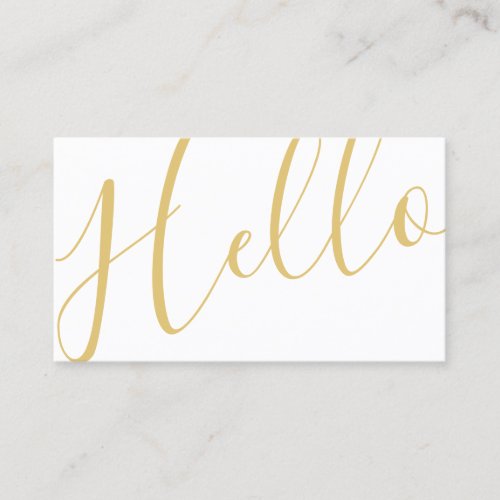 Hello  Professional Elegant Modern White and Gold Business Card