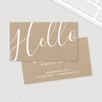 Hello | Professional Modern Script Kraft Paper Business Card by manadesignco at Zazzle