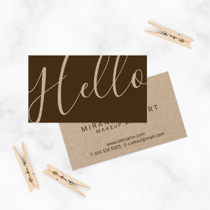 Hello Professional Modern Script Kraft Paper Business Card