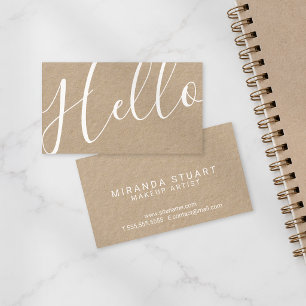 Hello Professional Modern Script Kraft Paper Business Card