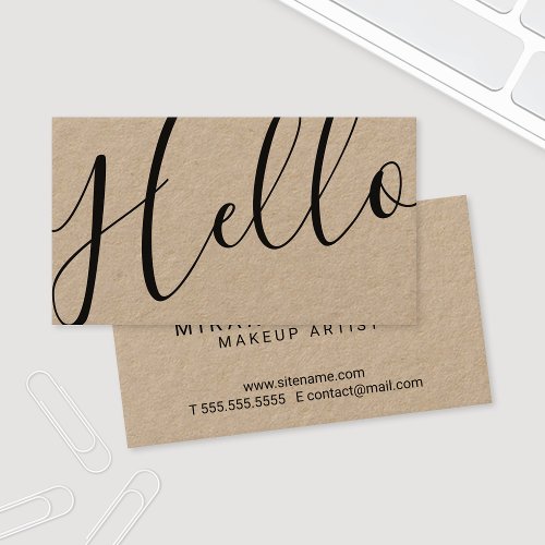 Hello  Professional Modern Script Kraft Paper Business Card