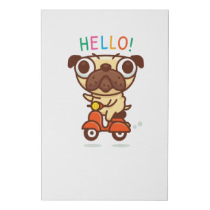 Hello Pug Faux Canvas Print