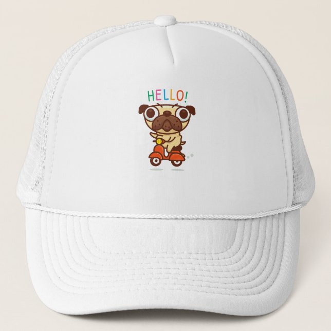 Hello Pug Trucker Hat (Front)