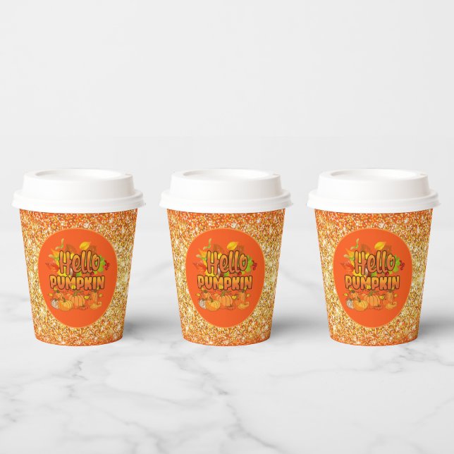 Hello Pumpkin Autumn Customize Color Paper Cups (Multi)