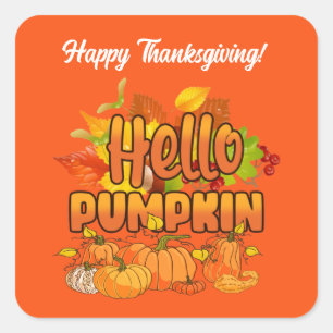 Hello Pumpkin Autumn Customize Square Sticker