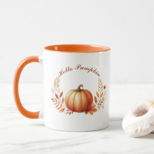 Hello  Pumpkin Autumn Customized Text Mug