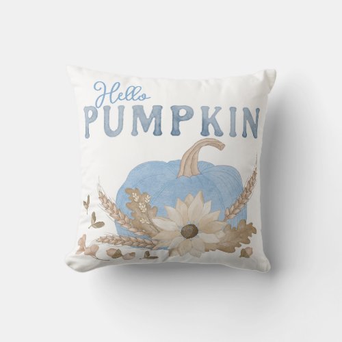 Hello Pumpkin Autumn Throw Pillow