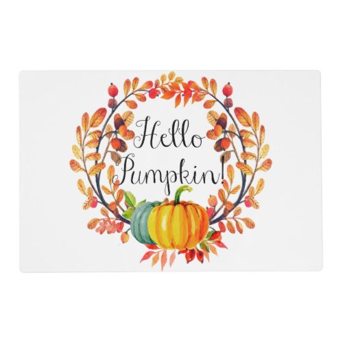 Hello Pumpkin Autumn Wreath Placemat