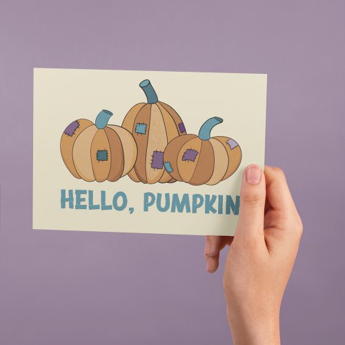 Hello Pumpkin Blank Fall Autumn Pumpkins Postcard