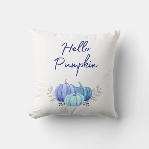 Hello Pumpkin Blue Pumpkins  Pillow