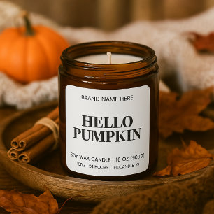 Hello Pumpkin Candle Label Minimalist Fall Soy