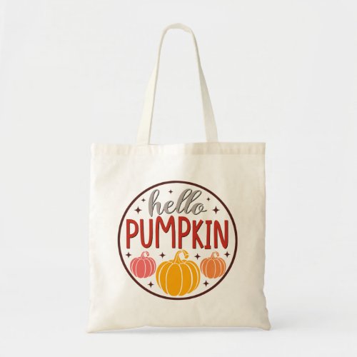 Hello Pumpkin Canvas Tote Bag Fall Book Bag