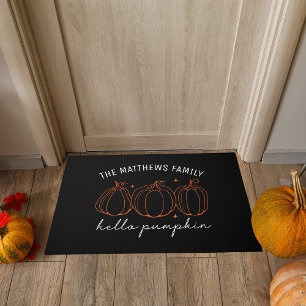 Hello Pumpkin Custom Family Name Autumn Doormat