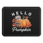 Hello Pumpkin - Cute Fall Sloth Autumn Leaves Foli Hitch Cover