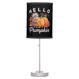 Hello Pumpkin - Cute Fall Sloth Autumn Leaves Foli Table Lamp