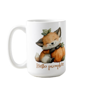 Hello Pumpkin Cute Fox Halloween Design Coffee Mug