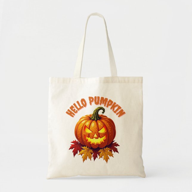 Hello Pumpkin Cute Halloween Gift Tote Bag (Front)