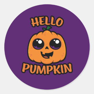 Hello Pumpkin Cute Halloween Jack-O-Lantern Classic Round Sticker