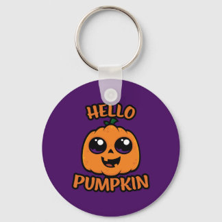 Hello Pumpkin Cute Halloween Jack-O-Lantern Keychain