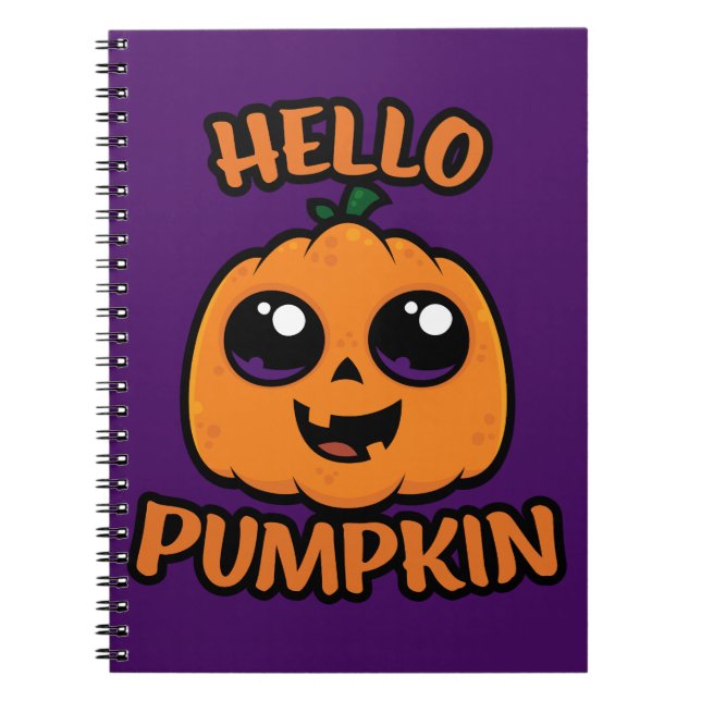 Hello Pumpkin Cute Halloween Jack-O-Lantern Notebook (Front)