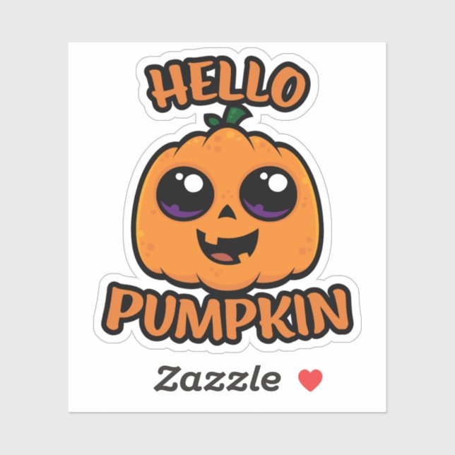Hello Pumpkin Cute Halloween Jack-O-Lantern Sticker (Sheet)