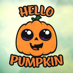 Hello Pumpkin Cute Halloween Jack-O-Lantern Window Cling
