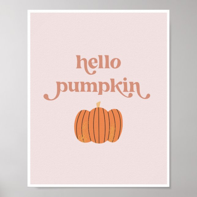 Hello Pumpkin Cute Pink Retro Vintage Font Poster (Front)