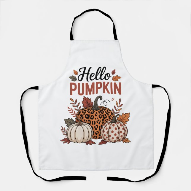 Hello Pumpkin Fall Autumn Apron (Front)