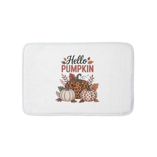 Hello Pumpkin Fall Autumn Bath Mat (Front)
