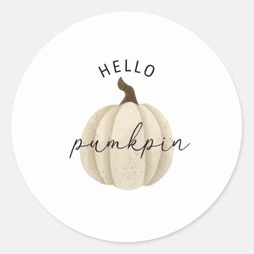 Hello Pumpkin _ Fall autumn Classic Round Sticker