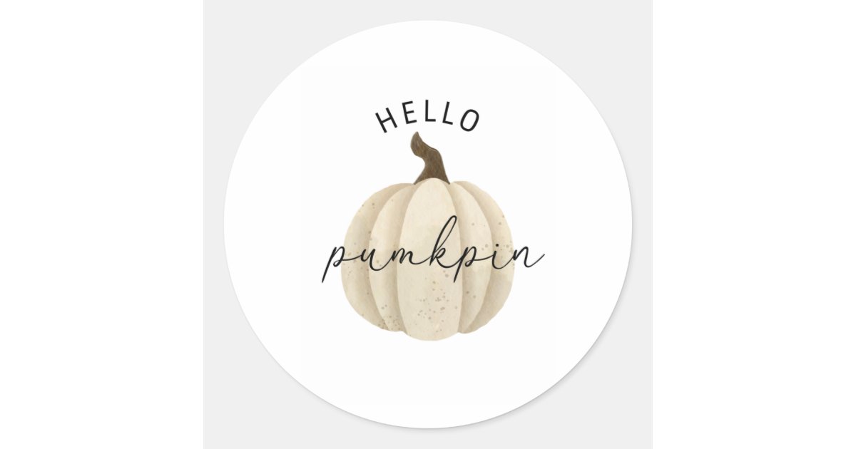 Hello Pumpkin - Fall, autumn Classic Round Sticker | Zazzle