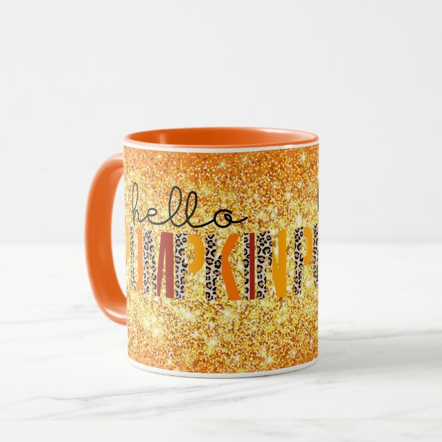Hello Pumpkin Fall Autumn Customize Color Mug (Front Left)