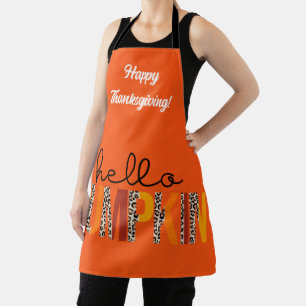 Hello Pumpkin Fall Autumn Customize Text and Color Apron