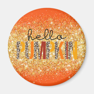 Hello Pumpkin Fall Autumn Customize Text and Color Magnet