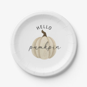 Hello Pumpkin - Fall, autumn Paper Plates