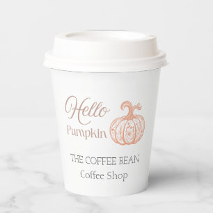 Hello Pumpkin Fall Café Branding Design for Autumn Paper Cups