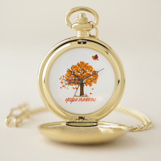 “Hello Pumpkin Fall – Cozy Autumn Far Pocket Watch (Inside)