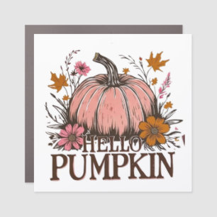 Hello Pumpkin Fall Floral Design 🎃🍂 Car Magnet