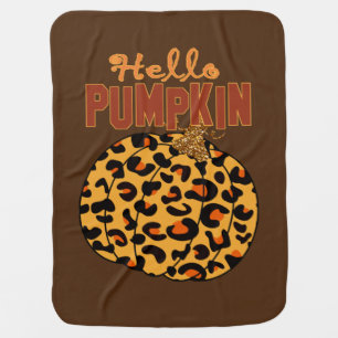 Hello Pumpkin - Fall Leopard Print Baby Blanket