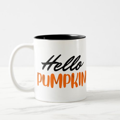 Hello Pumpkin Fall Season Autumn Two_Tone Coffee Mug