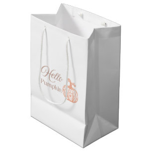 Hello Pumpkin Floral Autumn Cute Halloween Gift Medium Gift Bag